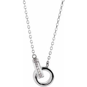 Sterling Silver .08 CTW Natural Diamond Interlocking Circle 18" Necklace - BN & CO JEWELRY