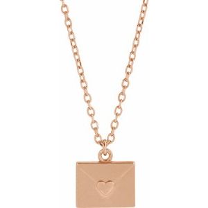 14K Rose Heart Envelope 16-18" Necklace - BN & CO JEWELRY
