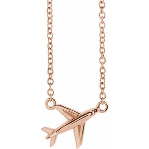 14K Rose Airplane 16-18" Necklace - BN & CO JEWELRY