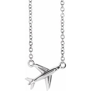Sterling Silver Airplane 16-18" Necklace - BN & CO JEWELRY