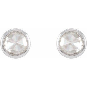 14K White .05 CTW Rose-Cut Natural Diamond Bezel-Set Earrings - BN & CO JEWELRY