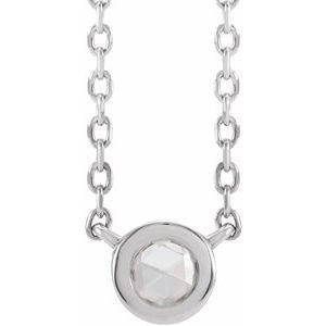 14K White .06 CT Rose-Cut Natural Diamond Bezel-Set 18" Necklace - BN & CO JEWELRY