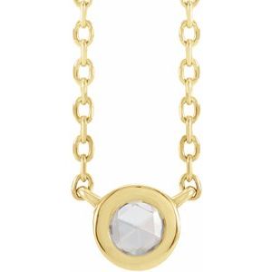 14K Yellow .06 CT Rose-Cut Natural Diamond Bezel-Set 18" Necklace - BN & CO JEWELRY