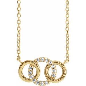14K Yellow .05 CTW Natural Diamond Interlocking Circle 18" Necklace - BN & CO JEWELRY