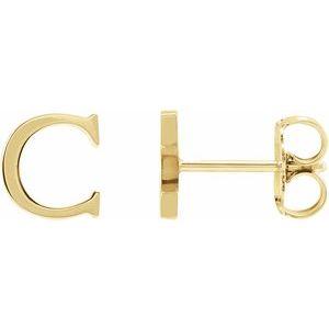 14K Yellow Single Roman Numeral C Earring - BN & CO JEWELRY
