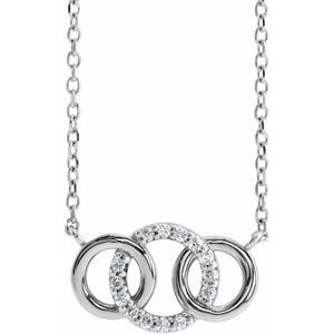 14K White .05 CTW Natural Diamond Interlocking Circle 18" Necklace - BN & CO JEWELRY