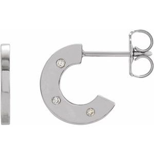 14K White .025 CTW Natural Diamond Flat Hoop Earrings - BN & CO JEWELRY