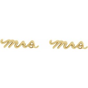 14K Yellow Mrs Earrings - BN & CO JEWELRY