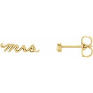 14K Yellow Mrs Earrings - BN & CO JEWELRY