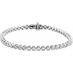 14K White 3 1/2 CTW Lab-Grown Diamond Bezel-Set 7" Bracelet - BN & CO JEWELRY