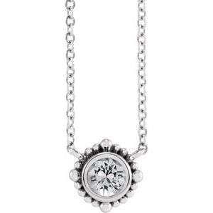 Sterling Silver 4.5 mm Natural White Sapphire Beaded Bezel-Set 18" Necklace - BN & CO JEWELRY