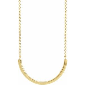 14K Yellow 22.2x9.3 mm Curved Bar 18" Necklace - BN & CO JEWELRY