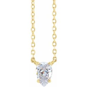 14K Yellow 1/3 CT Natural Diamond Solitaire 16-18" Necklace - BN & CO JEWELRY