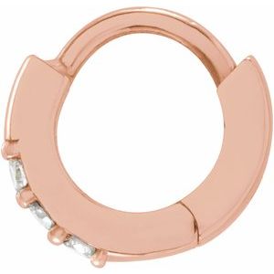 14K Rose .03 CT Natural Diamond Single 8 mm Huggie Earring - BN & CO JEWELRY