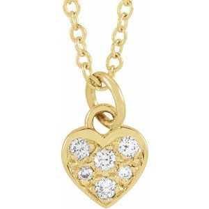 14K Yellow .06 CTW Natural Diamond Petite Heart 16-18" Necklace - BN & CO JEWELRY