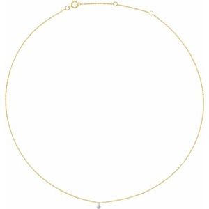 14K Yellow 1/6 CT Drilled Natural Diamond Solitaire 16-18" Necklace - BN & CO JEWELRY
