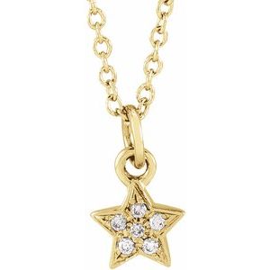 14K Yellow .03 CTW Diamond Youth Petite Star 15" Necklace - BN & CO JEWELRY