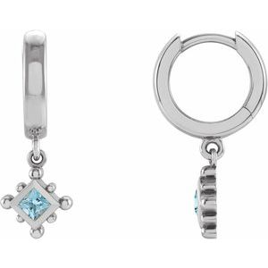 Sterling Silver Natural Aquamarine Beaded Bezel-Set Hoop Earrings - BN & CO JEWELRY