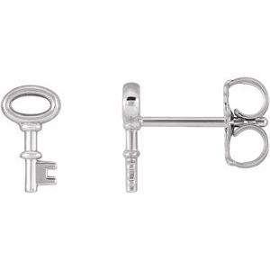 Sterling Silver Petite Key Earrings - BN & CO JEWELRY