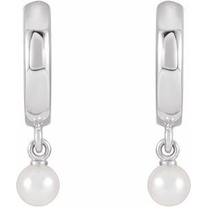 14K White Cultured Seed Pearl Hoop Earrings - BN & CO JEWELRY