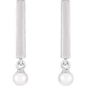 Sterling Silver Cultured White Seed Pearl Bar Earrings - BN & CO JEWELRY