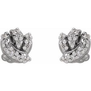 14K White .07 CTW Natural Diamond Knot Earrings - BN & CO JEWELRY