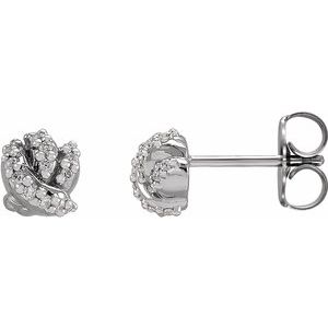 14K White .07 CTW Natural Diamond Knot Earrings - BN & CO JEWELRY