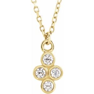 14K Yellow 1/8 CTW Diamond Cluster 16-18" Necklace - BN & CO JEWELRY