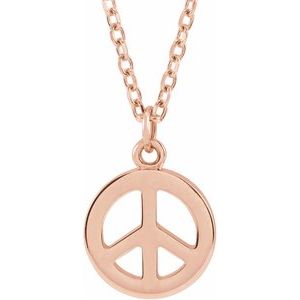 14K Rose Peace Symbol 16-18" Necklace - BN & CO JEWELRY