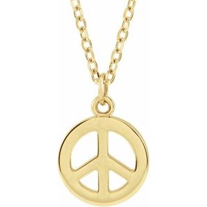 14K Yellow Peace Symbol 16-18" Necklace - BN & CO JEWELRY