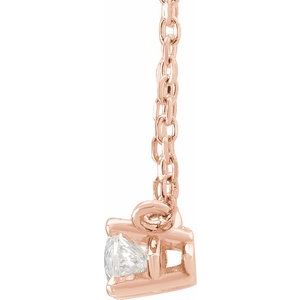 14K Rose 1/4 CT Natural Diamond Solitaire 16-18" Necklace - BN & CO JEWELRY