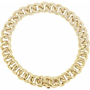 14K Yellow 3/4 CTW Natural Diamond Curb 7" Bracelet - BN & CO JEWELRY
