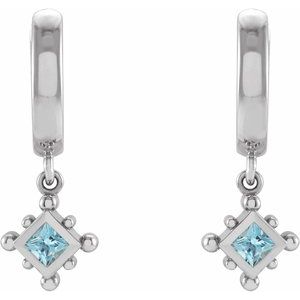 Sterling Silver Natural Aquamarine Beaded Bezel-Set Hoop Earrings - BN & CO JEWELRY