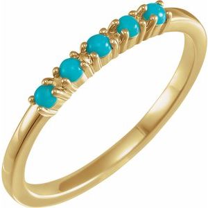 14K Yellow Natural Turquoise Stackable Ring - BN & CO JEWELRY