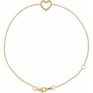 14K Yellow Heart 6 1/2-7 1/2" Bracelet - BN & CO JEWELRY