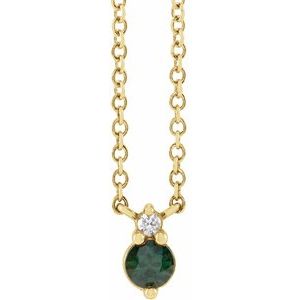 14K Yellow Natural Green Sapphire & .015 CTW Natural Diamond 18" Necklace - BN & CO JEWELRY