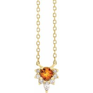 14K Yellow Natural Citrine & .08 CTW Natural Diamond 18" Necklace - BN & CO JEWELRY