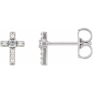 Sterling Silver 1.5 mm Natural White Sapphire & .03 CTW Natural Diamond Cross Earrings - BN & CO JEWELRY