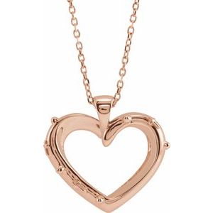 14K Rose Rosary Heart 16-18" Necklace - BN & CO JEWELRY