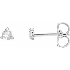 14K White .04 CTW Rose-Cut Natural Diamond 3-Prong Claw Earrings - BN & CO JEWELRY