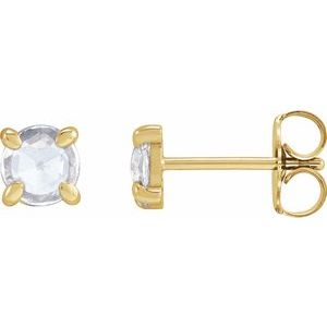 14K Yellow 3/4 CTW Rose-Cut Natural Diamond 4-Prong Claw Earrings - BN & CO JEWELRY