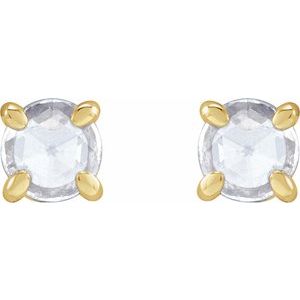 14K Yellow 3/4 CTW Rose-Cut Natural Diamond 4-Prong Claw Earrings - BN & CO JEWELRY