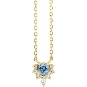 14K Yellow Natural Aquamarine & .08 CTW Natural Diamond 18" Necklace - BN & CO JEWELRY