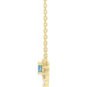 14K Yellow Natural Aquamarine & .08 CTW Natural Diamond 18" Necklace - BN & CO JEWELRY