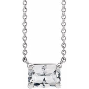 14K White Natural White Sapphire Claw-Prong 18" Necklace - BN & CO JEWELRY