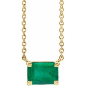 14K Yellow Lab-Grown Emerald Claw Prong 18" Necklace - BN & CO JEWELRY