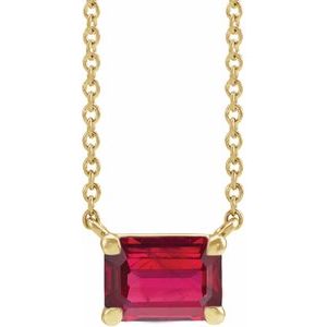 14K Yellow Lab-Grown Ruby Claw Prong 18" Necklace - BN & CO JEWELRY