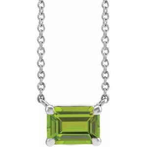 Sterling Silver Natural Peridot Claw-Prong 18" Necklace - BN & CO JEWELRY