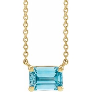 14K Yellow Natural Blue Zircon Claw-Prong 18" Necklace - BN & CO JEWELRY