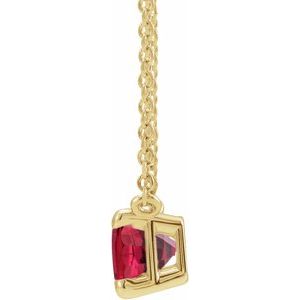 14K Yellow Lab-Grown Ruby Claw Prong 18" Necklace - BN & CO JEWELRY